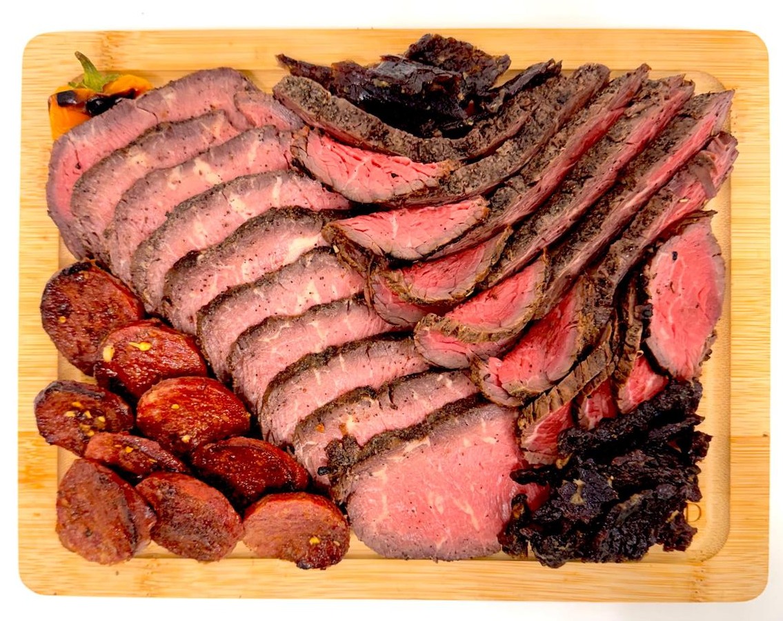 Ember, the small Charboard with sliced steak, salami, and jerky